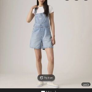 Levi's Women's Light Blue Short Denim Overalls